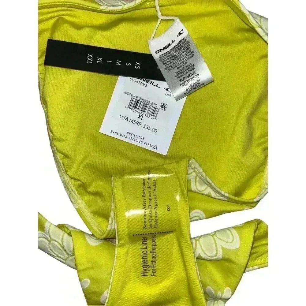 O'Neill Mystical Horizon Redondo Bikini Bottoms Size XL Lime Green Floral - Picture 8 of 9